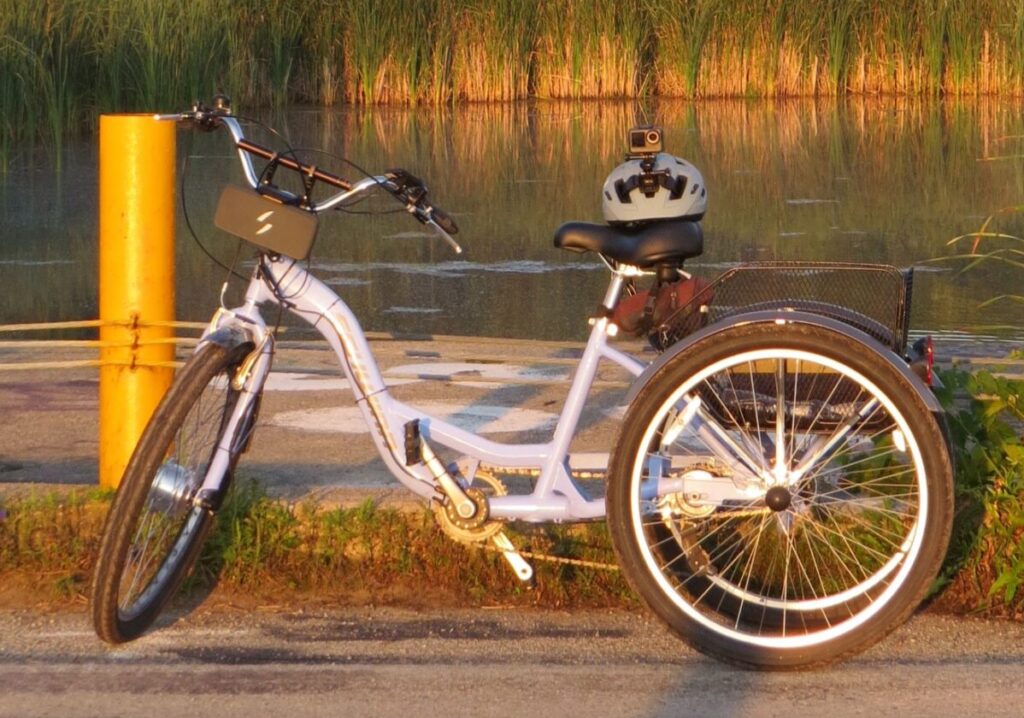 Trike in front of lake